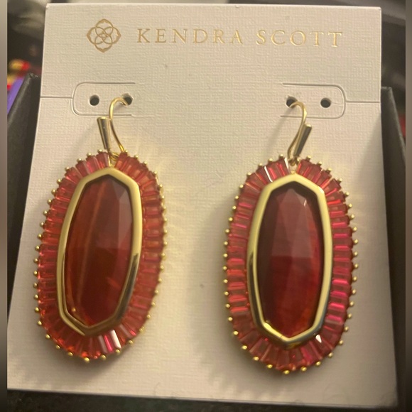 Kendra Scott Gold Burgundy Earrings - Picture 2 of 4